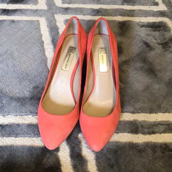 coral kitten heels